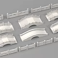 Different Styles of Landscape Bridge Models With Ornate Railings And Curved Arch Structures