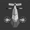 Sleek Modern Silver Smart Machine With Multiple Wheels And Propellers Design 3d model