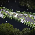 Garden Landscape Design With Winding Paths Lush Green Plants And Water Surroundings