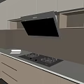 Modern Kitchen With Stainless Steel Range Hood And Gas Stove On Countertop