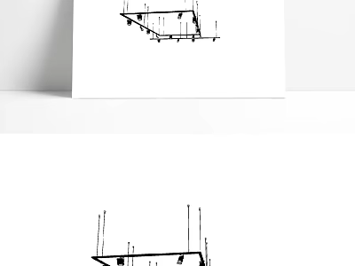 Recessed and Track Lights Ceiling Installation Layout Design for Indoor Illumination 3d model