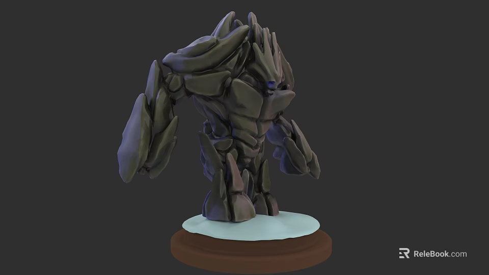 3D Model Of Rock Creature With Brown Base And White Snow Like Bottom 3d model 