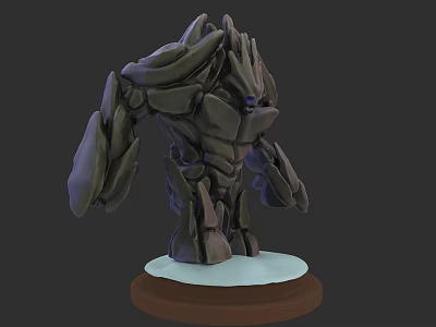 3D Model Of Rock Creature With Brown Base And White Snow Like Bottom 3d model