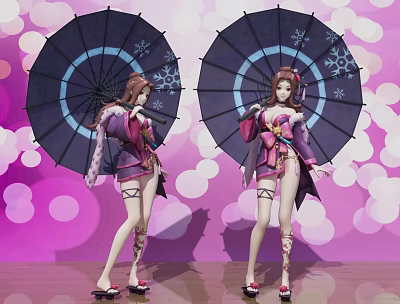 Modern Game Character Woman Beauty Girl Clogs Cartoon 3d model