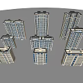 Modern High Rise Residential Buildings 3D Model Displaying Multiple Architectural Structures 3d model