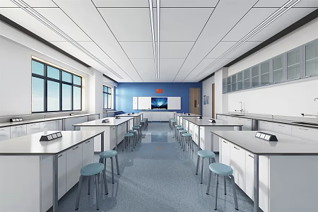 Modern Laboratory Physics Experiment Classroom 3d model
