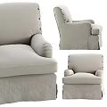 Comfortable Single Sofa With Fabric Upholstery Button Tufted Backrest And Skirted Base 3d model
