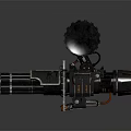 Futuristic Mechanical Weapon With Multiple Barrels Gear Details And Industrial Design
