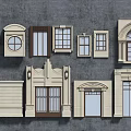 Architectural Decorative Elements Featuring Various Windows Doors And Ornamental Frames 3d model