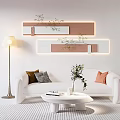 White Sectional Sofa With Throw Pillows Green Plants And Floor Lamp In Modern Living Room