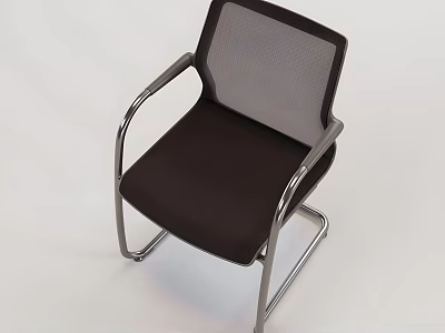 Modern Office Chair With Breathable Mesh Back Dark Fabric Seat And Metal Frame 3d model
