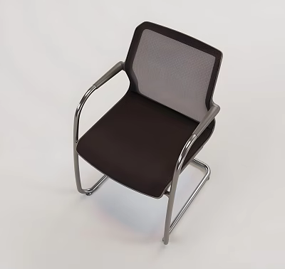 Modern Office Chair With Breathable Mesh Back Dark Fabric Seat And Metal Frame 3d model