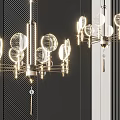 Modern Glass Globe Chandelier With Gold Metal Frame And Illuminated Bulbs