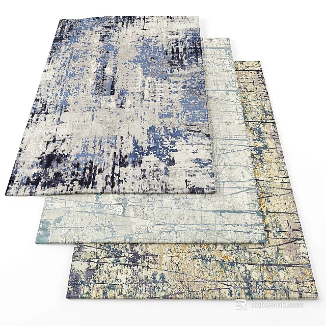 Modern Abstract Square Rugs With Textured Patterns For Home Decor Use 3d model