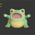 Green Glittery Frog Toy With Big Eyes Open Mouth And Golden Belly