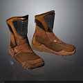 Brown Leather High Top Boots With Logo Patch And Traction Sole 3d model