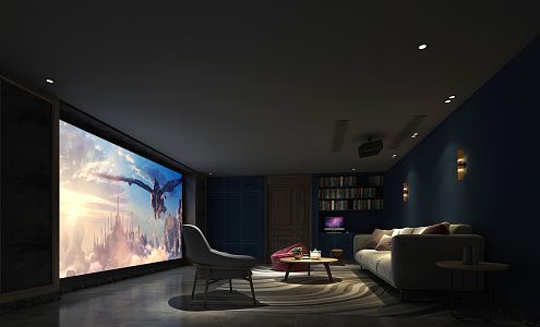 modern video room video hall 3d model