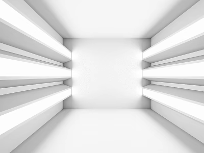Minimalist White Corridor With Geometric Lines And Light Shadow Modern Design Elements 3d model