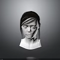 3D Character Female Head Model With Black Hair And Smooth White Facial Features Design