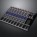 Professional Audio Mixer with Multiple Channels Control Knobs Faders and LED Indicators