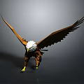3D Origami Style Eagle Sculpture With Spread Brown Wings And White Head
