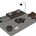 Modern Sofa And Coffee Table Set Living Room With Floor Lamp Armchair Ottoman And Rug