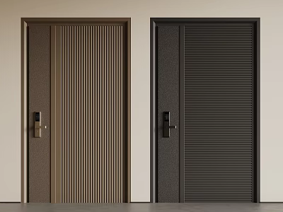 Modern single door double door security door wooden door swing door 3d model