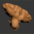 Muscular Orange Skinned Tusked Monster Creature With Bloodstained Wounds And Fierce Expression