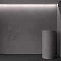 Modern Cylindrical Component Design Along Gray Textured Wall Surface 3d model