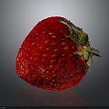 Fresh Juicy Red Strawberry With Yellow Seeds And Green Leaves Isolated On Dark Background