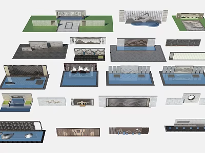 New Chinese style landscape wall 3d model New Chinese style landscape wall 3d model