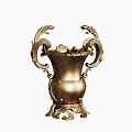 Elegant Golden Classical Vase With Intricate Scroll Handles And Fresh Floral Arrangement