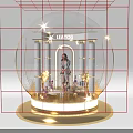 IATO Photo Spot With Transparent Globe Columns Decorative Plants And Golden Base Lighting