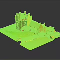 Historic Castle Architecture With Stone Towers Green Lawn Path And Garden Design