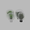 Decorative Ornament Set with Frosted Glass Vases Green Plants Various Sizes and Bases