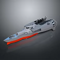 Gray Military Model Ship With Red Bottom Upper Structure And Equipment