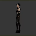 3D Rendered Female Game and Movie Character Wearing Tank Top Arm Guards and Long Boots