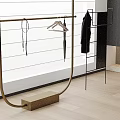 Modern Golden Floor Standing Clothes Rack With Black Coat Umbrella And Empty Hanger