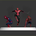 Spider Man Characters In Dynamic Poses On Circular Platform With Spider Web Design 3d model