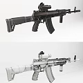 Assault Rifle Weapon 3D Model With Tactical Scope Magazine Grip And Stock
