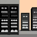 Black Glass Door Display Cabinets With Illuminated Interior And Tableware Storage