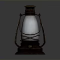 Vintage Rustic Lantern With Glass Shade And Metal Frame Design