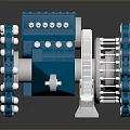 Tire Manufacturing Industrial Component Featuring Blue Mechanical Structure Metal Gears And Rotary Parts