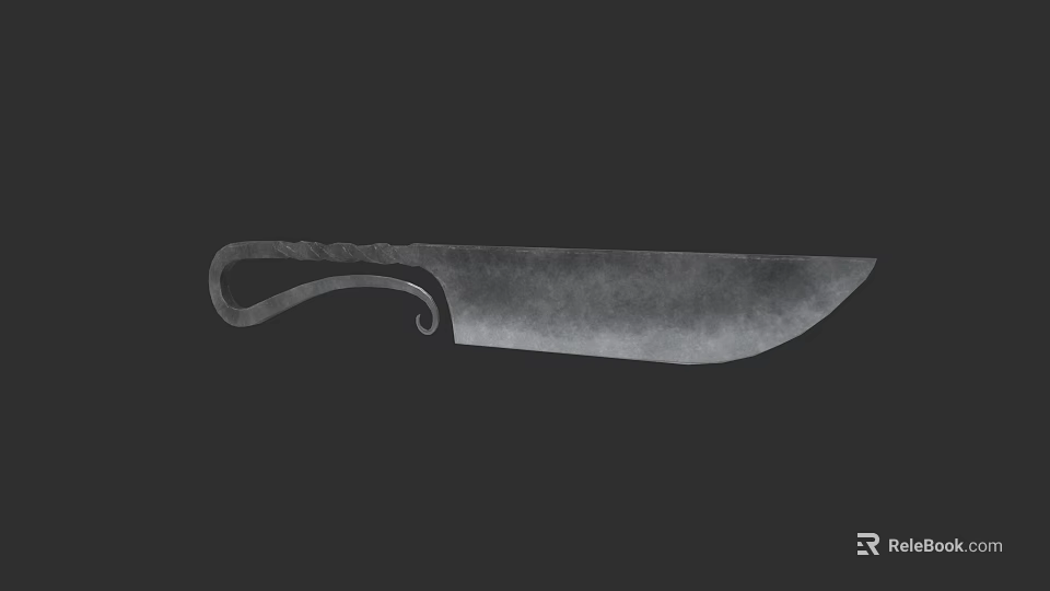 Handcrafted Kitchen Knife With Curved Handle And Sharp Blade For Home Cooking 3d model 