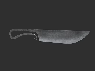 Handcrafted Kitchen Knife With Curved Handle And Sharp Blade For Home Cooking 3d model