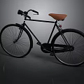 Classic Black Bicycle With Brown Seat And Black Handlebars Vintage Design