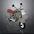 Vintage Gray Scooter with Red Seat Windshield and Side Mirrors Classic Design