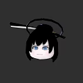Cartoon Style Woman With Black Hair Blue Eyes Circular Hair Accessory And Hairpin On Head