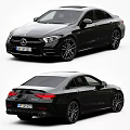 Black Luxury Mercedes Benz Sedan Exterior Front And Rear Views
