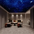 Modern Entertainment Room Interior With Musical Instruments Guitar Drum Set Spiral Staircase Artwork And Plants